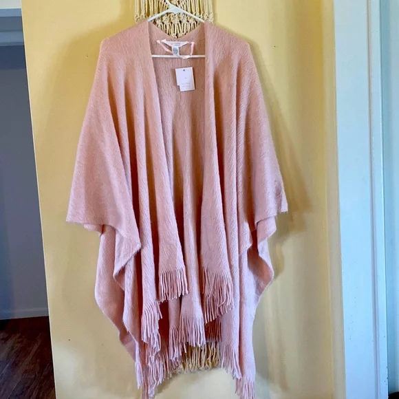 Lauren Conrad Blush Pink Fringe Shawl/Poncho